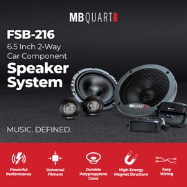 MB Quart FSB216 Formula Component Speaker System (Black, Pair) – 6.5 Inch Component Speaker System, 70 Watt, Car Audio, External Crossover, 4 OHMS
