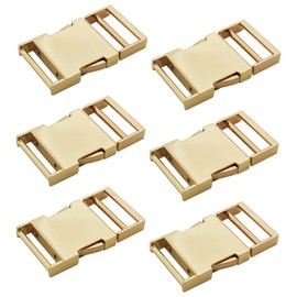 Bytiyar 6 pcs 1 inch Metal Buckles Side Quick Release Single Adjustable Buckle for Straps Paracord Backpack Webbing Belt Dog Collars,Light Gold