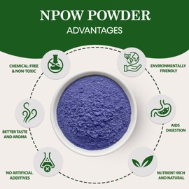NPOW Blue Tea, Pea Flower Tea Powder, Blue Matcha, Caffeine-Free, High Antioxidants - 100g