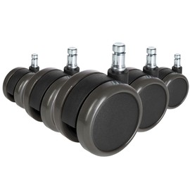 hjh OFFICE, 619027, Castors, Wheels for office, executive chairs, ROLO FREE, black, , Set of 5 x special castors for hard floors 11 mm pin, 65 mm diameter wheel e.g. parquet, laminate, tile or stone floor, no brakes, casters