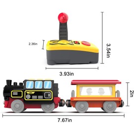 MykaFort Remote Control Classic Steam Train Set – 3-Piece Battery Operated Locomotive with Sound & Light, Fits Wooden Track Systems – Magnetic Engine & Carriage Toys for Kids Ages 3+ (No Batteries)