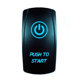 STVMotorsports Blue Momentary Rocker Switch Push to Start 20A 12V On-Off LED Light Laser Etched Waterproof Universal