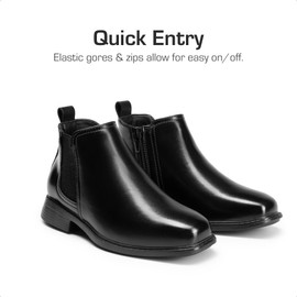 DREAM PAIRS Boys Chelsea Boots Side Zipper Classic Dress Boots for Kids,Size 1 Big Kid,Black,SDBB2401K