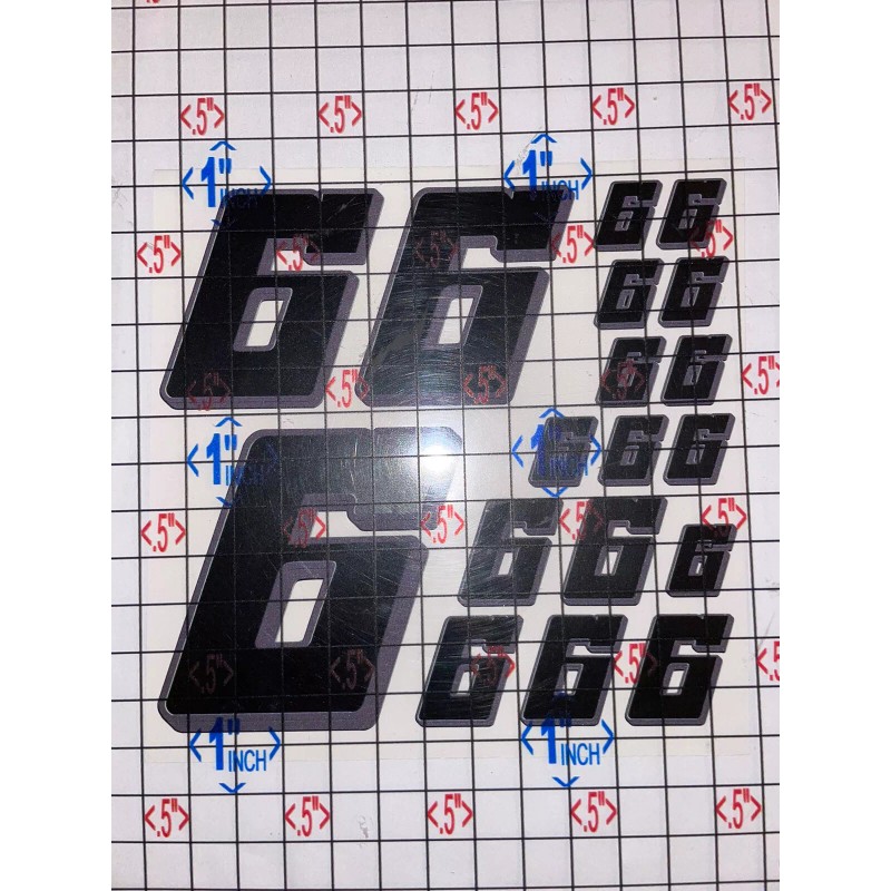 Unbranded Matte Black-w/ Dark Grey Shadow #6’s Racing Numbers Rc