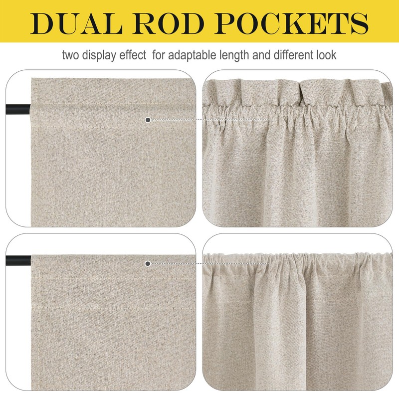 NICETOWN 100% Linen Blackout Door Curtain for Patio Glass Window,