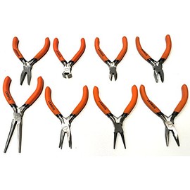 GOBEST Precision Mini Pliers Set 8 pcs, 125 mm Long, Soft Grip Handles (GB-0039)