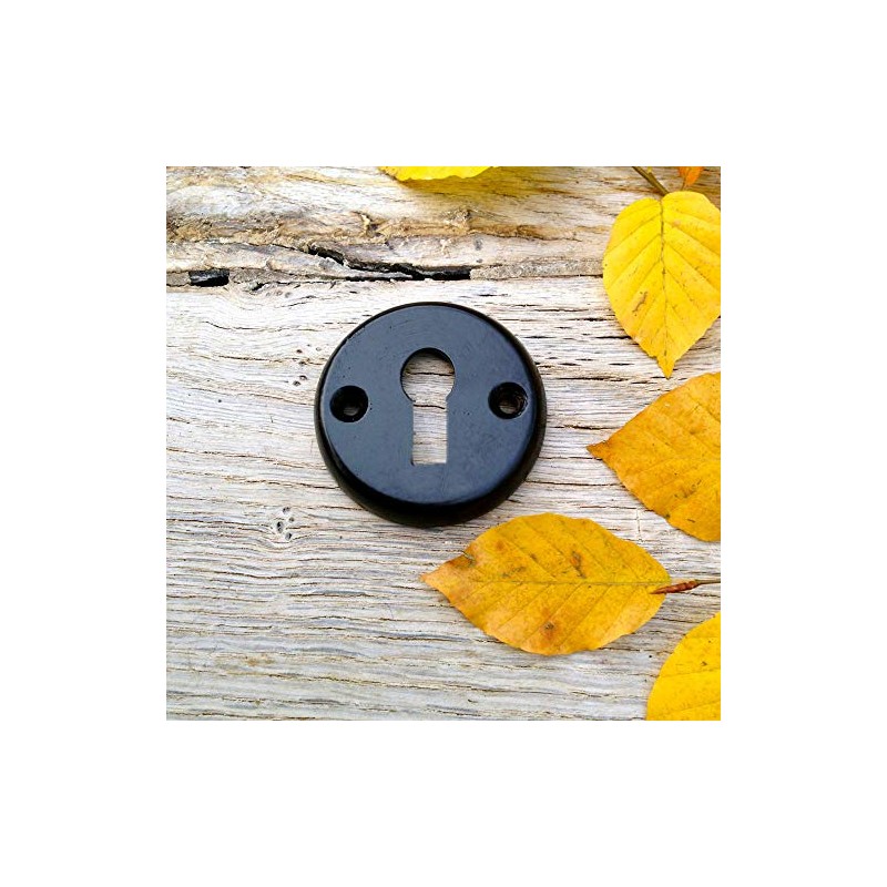 Antikas - Rosette deep black lacquered in solid iron, lock