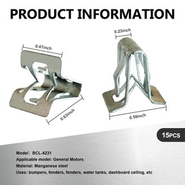 dawfall 15 PCS Car Grille Clips, Metal Liftgate Trim Panel Clips, U-Shaped Decorative Fixing Clips, Suitable for Most Cars (Gold)