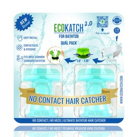 EcoKatch Bathtub Drain Hair Catcher – No-Contact Dispose, Conceals Hair, Reusable Silicone Mesh Strainer, Fits Standard 1.5"–1.75" Drains (Turquoise Blue, 2)