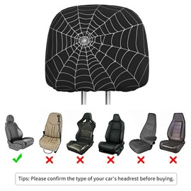 Dujiea 2 Pack White Spider Web Car Headrest Covers, Universal Soft Car Seat Head Rest Cover Protector, Vehicle Accessories Fabric Headrest Cover for Cars Vans Trucks