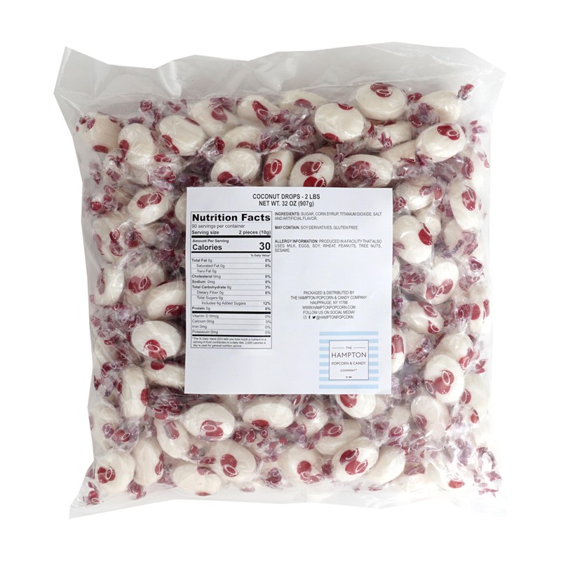 Coconut Drops, 2 Pound Bulk Bag (Approx 140 Pieces), Individually