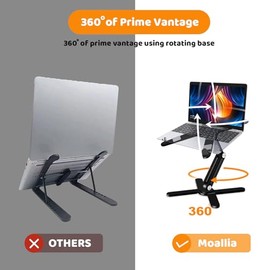 Moallia - Soporte para porttil con Base giratoria de 360 Grados, Soporte de Metal para computadora, Trabajo colaborativo, Totalmente Plegable para un 