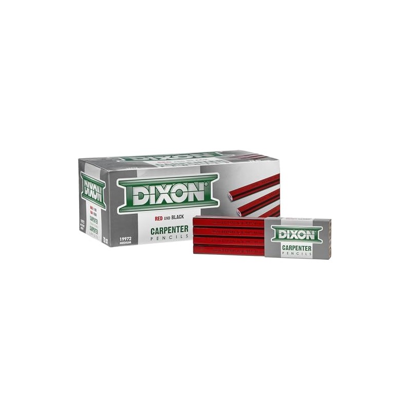 Dixon 19972 Oriole Woodcase Flat Carpenter's Pencil Medium Red Dozen