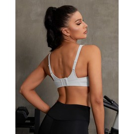 WingsLove Women's Sports Bra High Impact Bra Full Coverage Wirefree Workout Non Padded Ultimate Running Bra Sports Bra Women Plus Size White