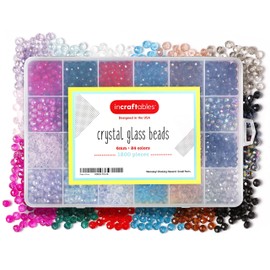 Incraftables Crystal Glass Beads 24 Colors 1200pcs Kit for Jewelry Making, Hair Accessories, & DIY Bracelets. Large 6mm Briollete Rondelle Assorted Crafting Bead with Elastic String for Kids & Adults