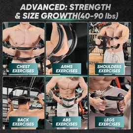 SakerPlus Twister Arm Trainer, Adjustable Spring Chest Expander Forearm Strengthener, Triceps, Biceps, Shoulder, Back Workout bar Equipment, Portable Upper Body Exerciser for Home Fitness 40-90lb