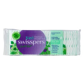 Swisspers 3in1 Aloe Vera & Vitamin E Cleanser Infused Pads 60 Pack