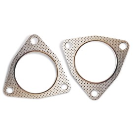 nodteem Pack-2 Automobile Exhaust Pipe Interface Gasket, 2.99"/76mm ID Three-hole High Temperature Resistance Sealing Ring, Modified Leak-proof Gasket Accessories, Universal for Cars (Silver)