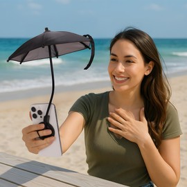 Magnetic Phone Umbrella, Mini Phone Umbrella for Sun – Flexible, Rotatable, Anti-Glare for Outdoor Use (A-Pink)