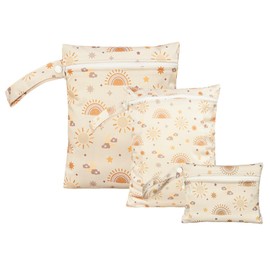 GIEEU 3 x Wet Bags Waterproof Nappy Bags Reusable for Travel Beach Camping Gym Swimming Beige One Size Practical:, beige, Unit size, Practical: