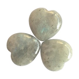 Manekieko Pack of 3 Natural Moonstone Bag Palm Tree Thumb Healing Crystal Heart Love Worry Stones 25 mm Reiki Balance Crystal and Healing Stones