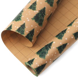 Ribbli Christmas Wwrapping Paper Vintage Christmas Tree Kraft Gift Wrapping - Mini Roll 17 Inch x 33 Feet Holiday Presents Decoration
