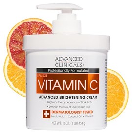 Advanced Clinicals Crema de vitamina C Loción corporal iluminadora visiblemente | Crema hidratante con vitamina C para el cuidado de la piel crema cor