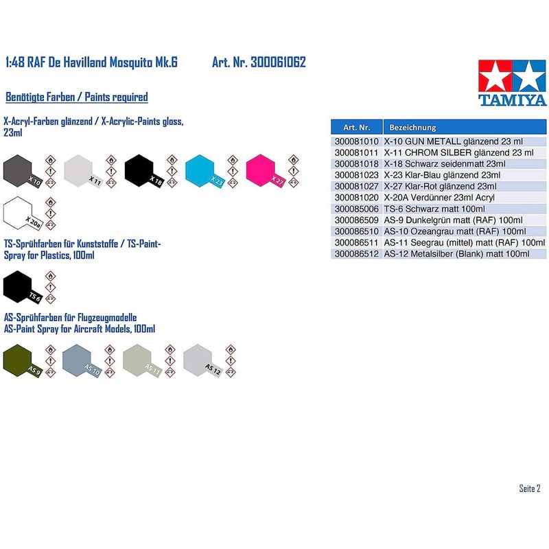 Tamiya Models Mosquito FB Mk.VI/NF Mk.II Model Kit
