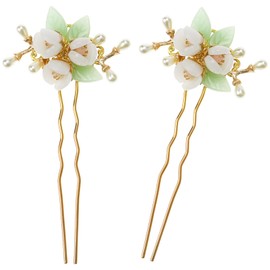 DIYstore 2 PACK Pearl Flower Hair Stick Chinese Hair Chopsticks Vintage Hair Pin Chignon Pin Chopsticks Hair Styling Hair Making Accessories for Women
