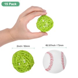 M METERXITY 15-Pack Wicker Rattan Balls 50mm/2 Inch Decorative Rattan Balls Orbs Vase Fillers Bowl Fillers for Christmas/Weddings/Thanksgiving/DIY Crafts/Home Decor [Green]