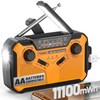 PRUNUS J-369 11100mWh Emergency Weather Radio, AA Batteries/Hand Crank/Solar/USB Charging,