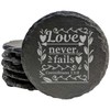 Faith and Hope: Laser Etched Enduring Love: Corinthians 13:8 Coasters