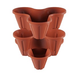Pure Garden HW155033 Stacking Planter Tower-3-Tier Space Saving Flower Pots-Set of 3 Indoor/Outdoor Vertical Herb & Vegetable Garden (Terracotta Colored), Terricotta