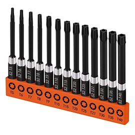 HORUSDY 13-Piece Impact Rated 3" Security Torx Bit Set for 1/4”Screwdriver, Drill & Impact Driver, S2 Alloy Steel, 75mm Long
