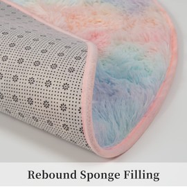 Yifugad Round Plush Rug, Bedroom Area Rug, Fluffy Colorful Round Rug for Children's Bedroom, Girl Bedroom Rug, Uitable for Children's Room Decoration Furry Rug (120x120cm, Round)