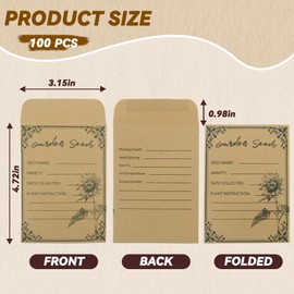 Gamtrik 100 Pieces Seed Envelopes - Seed Packets Envelopes Self Adhesive Sealing Seed Saving Envelopes for Seed Storage 4.72 * 3.15 Inch Small Envelopes for Collection Vegetable Plants Garden Seeds