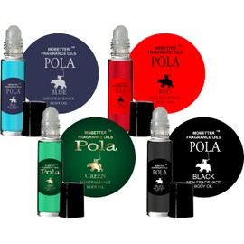 MOBETTER FRAGRANCE OILS Pola Men Cologne Body Oil Set 4 piece 1/3 oz roll on Glass Bottles