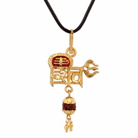 Rudra Empire Spiritual Shiva Pendant with Rudrakha and Trishul Locket for Men and Women, Free Size, Brass, No Gemstone