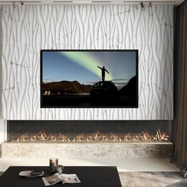 STICKGOO Wave Wall Panels for Interior Wall Decor, White Marble Mixed Gold Thread 3D Wall Panels Accent Wall, Decorative PVC Panels for Living Room Bedroom TV Background