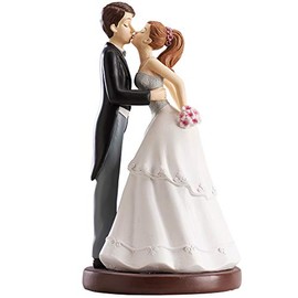 Dekora - Küssendes Brautpaar Figur für Hochzeitstorte 16 cm, Schwarz/Weiß