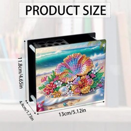 DoxQcs DIY Diamond Art Painting Pencil Makeup Brushes Holder for Desk for Pen Display, Art Painting Pen Holder Desktop Desktop Organizer Storage Ornaments-Beach Flowers