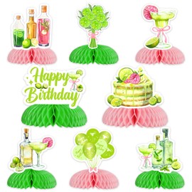 kreat4joy Margarita Birthday Party Decoration Woman, 8pcs Margarita Happy Birthday Honeycomb Centerpiece Cocktail Lemon Table Decoration for Girl Margarita 21st 30th Birthday Party Decoration