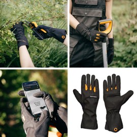 Fiskars Shrub Care Gloves Garden Work Gloves Touch Screen Compatible Thumb and Fingertips Faux Leather Size 8 Black/Orange 1071152