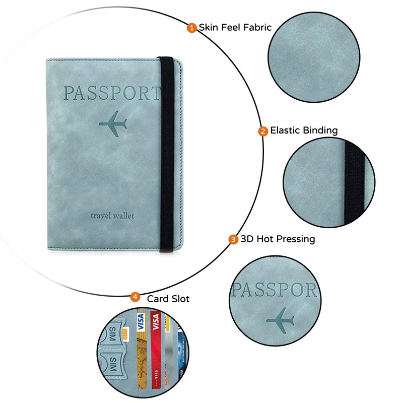 PORRASSO Passport Holder Travel Wallet RFID Blocking Card Case PU