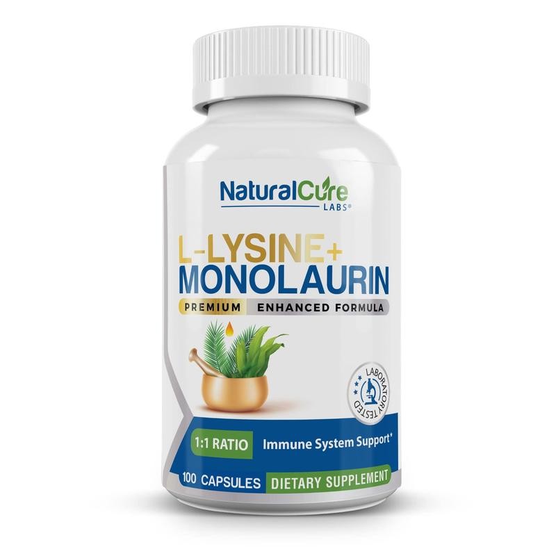 L-Lysine + Monolaurin 600mg – 1:1 Ratio, 100 Capsules –