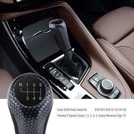 EVGATSAUTO Gear Knob 6 Speed Gear Lever with Carbon Fibre Paint for E90 E91 E92 X1 X3 X5 X6