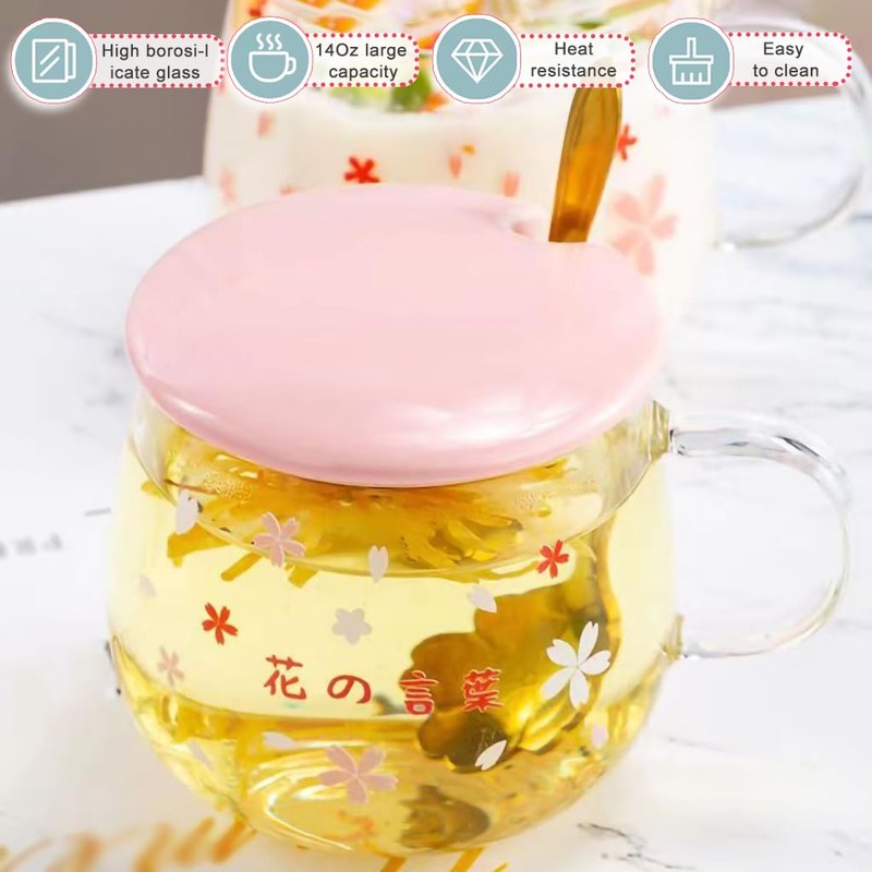 ZRAGEK Cute Home Coffee Glass, Creative 14Oz Large Capacity Tea