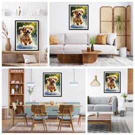 DAERLE Splash and Adorable Dog Diamond Art Painting Kits for Adults, DIY 5D Diamond Painting Cute Puppy Full Kits, Diamond Art Kits Gem Arts and Crafts Home Wall Decor 30X40cm