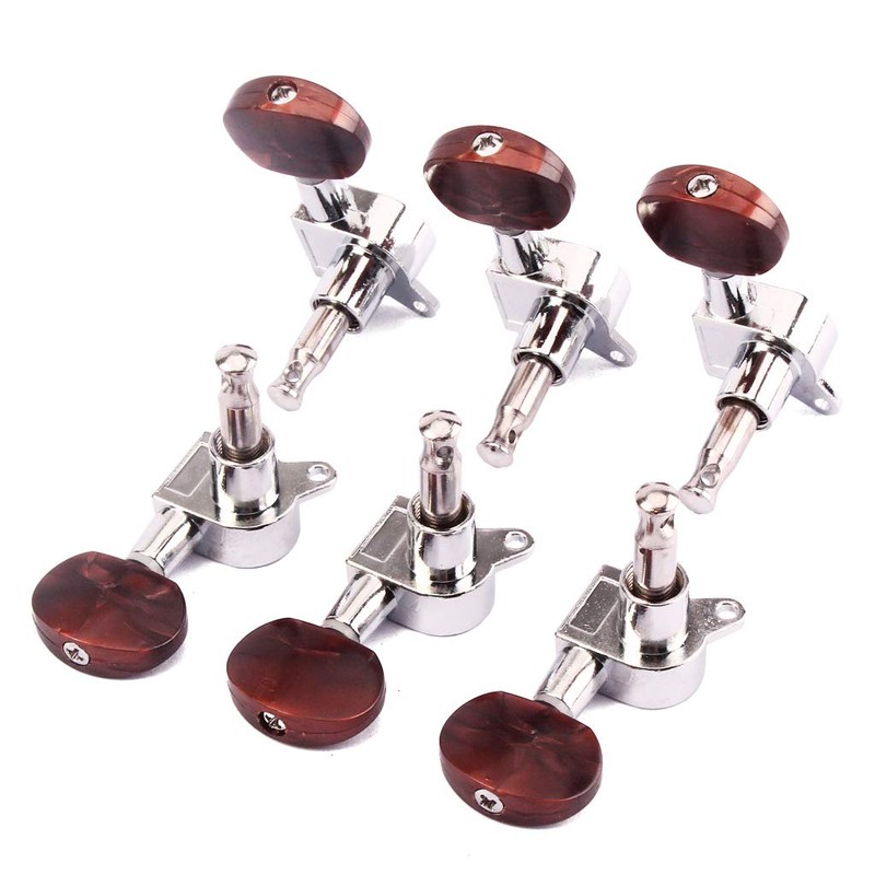 Alnicov 3L3R Enclosed Tuning Pegs Machine Head Tuners Amber Plastic
