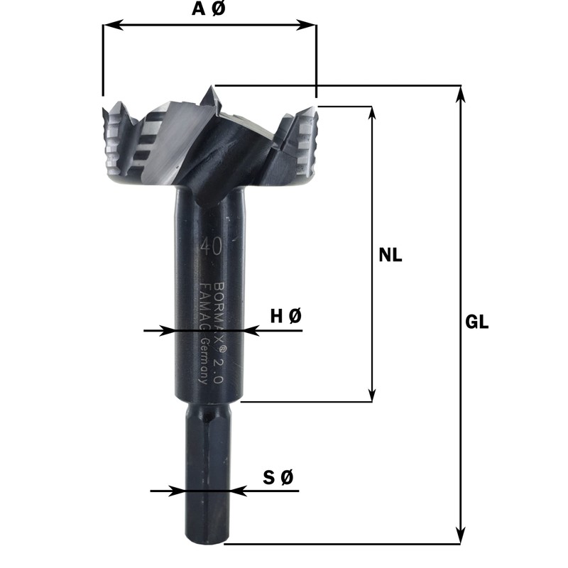 Famag 162203500 Bormax 2.0 Forstner bit, alloyed Tool Steel, 35